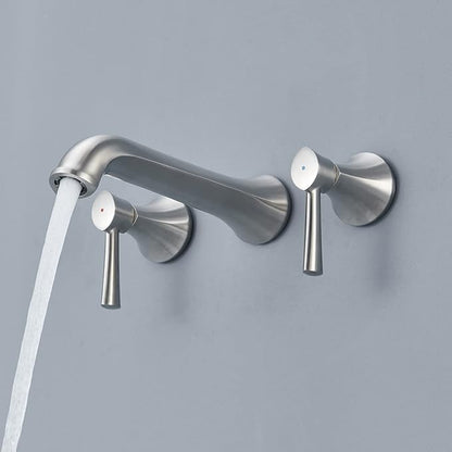 Tub Filler Wall Mount Roman Tub Faucet Brushed Nickel Brass Bathtub Faucets with 2 Handles