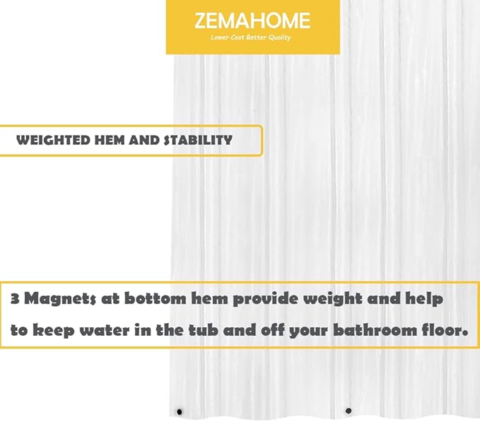 4 Pack PEVA Plastic Shower Curtain Liner Premium Light Weight 72" x 72" Clear Bathroom Shower Showroom Curtain Liner with Rustproof Metal Gromments and Weighted Magnet