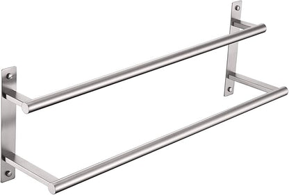 KOKOSIRI 24 Inch Bath Towel Bars Double Towel Racks Bathroom Towel Holder Towel Rails Towel Storage Towel Shelves Wall Mount Stainless Steel Brushed Nickel B5010BR-L24