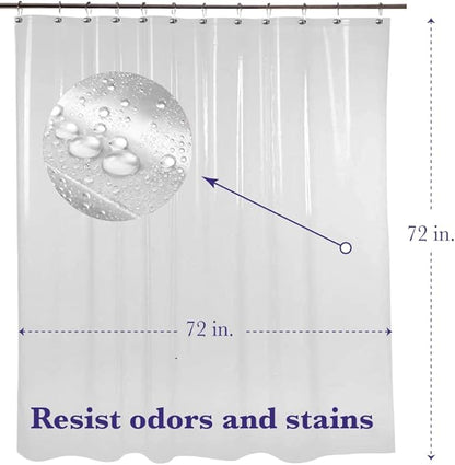 Epica Shower Curtain – Strongest Heavy-Duty Clear Vinyl 72x72 Shower Curtain Liner – Stain & Soap Scum Resistant with Rust-Proof Metal Grommets (Frosted)