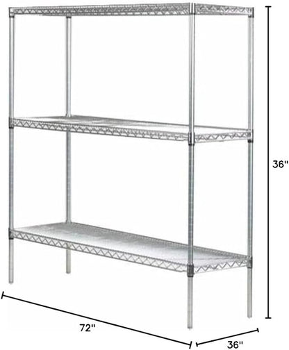 Omega 36" Deep x 72" Wide x 36" High 3 Tier Chrome Starter Shelving Unit