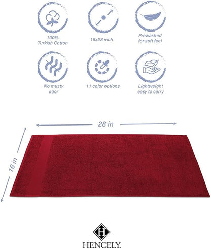 Hencely Luxury Hand Towel - Set of 2 (16x28 Inches) - Soft Turkish Cotton, Absorbent, Quick-Drying Face, Body, Kitchen, and Bathroom Towel (Hand Towels 2 Pack, Red)