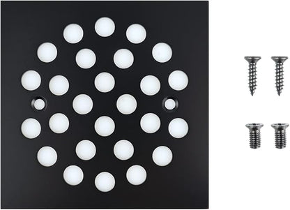 4-1/4 Inch Screw-in Square Floor Drain Cover Replacement Shower Grates with Screws (Black)