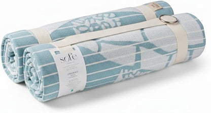 SOFE H&L | LINVIA Foutah Quick Dry Beach Towel Pack of 2 (35” x 70”) CARETTA - Green | Lightweight, Premium, Fade Resistant, Durable | Travel Towel, Turkish Beach Towel with Shoulder Strap