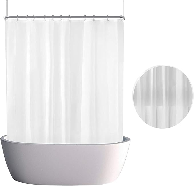 Clawfoot Tub Shower Curtain 180x60 Inch Frosted Liner All Warp Around Extra Wide 36 Metal Hooks Heavy Duty Vinyl Bath Curtain for Clawfoot Stand Up Tub Bathroom PEVA Waterproof Liner