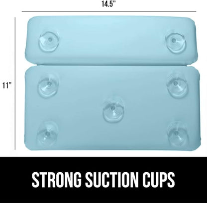 GORILLA GRIP Bath Pillow for Tub, Improved Suction Cups, Luxury Bathtub Pillows, Headrest for Neck and Back Support, Relaxing Home Spa, Hot Tubs and Bathroom Essentials, Gifts for Women, 2 Panel Blue