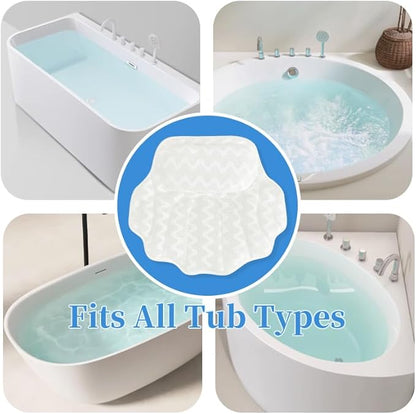 Super Thick Bath Pillow, Soft and Comfortable Bath Pillow, 4D mesh Fabric and 6 Non-Slip Suction Cups, Used for Bathtub Head and Neck Support to Relax Family spa hot tub Essentials, Ladies Bath Gift