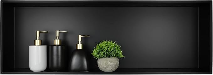 Stainless Steel Shower Niche 36" X 12" Matte Black No Tile Needed Horizontal Niche Shower Recessed Wall Niches for Bathroom Storage Over Mount Installation