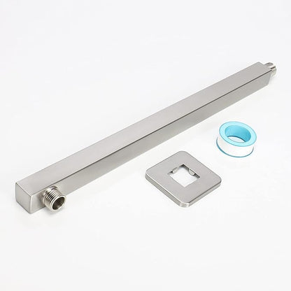 HarJue Shower Arm, Rain Shower Head Extension Extender, With Flange and Teflon Tape, Made of Thicken Stainless Steel for Bathroom Rainfall Shower (16 Inch, Brushed Nickel)