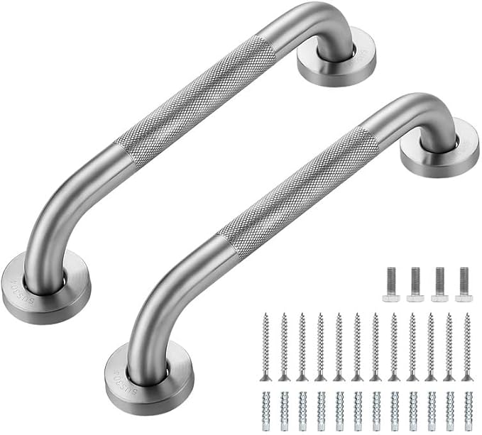 Grab Bars for Shower, 1 Pack 12-Inch Anti Slip Shower Handles for Elderly, Safety Shower Grab Bar, Stainless Steel Handicap Grab Bars for Bathroom,Toilet (Brushed Nickel, 1" Diameter)