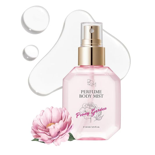 BOM Peony Garden Perfume Body Mist 3.71 Fl Oz, Floral Scented Fine Mist with Hyaluronic Acid, Niacinamide & Vitamin C, Hydrating, Lightweight Body Perfume, Long-Lasting Fragrance, Korean Skincare