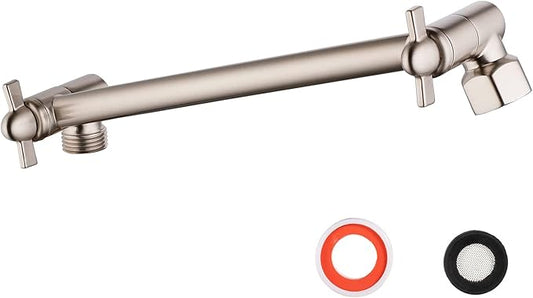 Shower Head Extender, Adjustable Shower Head Extension Brushed Nickel, Adjustable for Any Shower Angels, Universal Straight Shower Arm