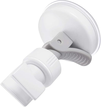 Zhehao Adjustable Shower Head Holder, Removable Suction Cup Shower Head Holder, No Drill Wall Mounted Suction Bracket with Chrome Polished for Marble Glass Metal Ceramic(2,Grey Wrench)