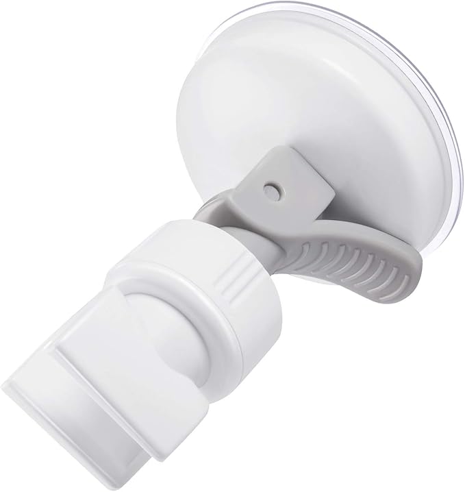 Zhehao Adjustable Shower Head Holder, Removable Suction Cup Shower Head Holder, No Drill Wall Mounted Suction Bracket with Chrome Polished for Marble Glass Metal Ceramic(1,Grey Wrench)