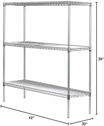 Omega 30" Deep x 42" Wide x 36" High 3 Tier Chrome Starter Shelving Unit