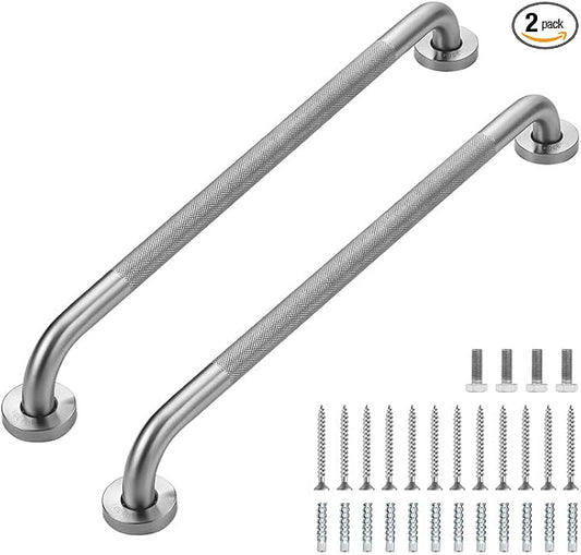 Grab Bars for Shower, 2 Pack 24-Inch Anti Slip Shower Handles for Elderly, Safety Shower Grab Bar, Stainless Steel Handicap Grab Bars for Bathroom,Toilet (Brushed Nickel, 1" Diameter)
