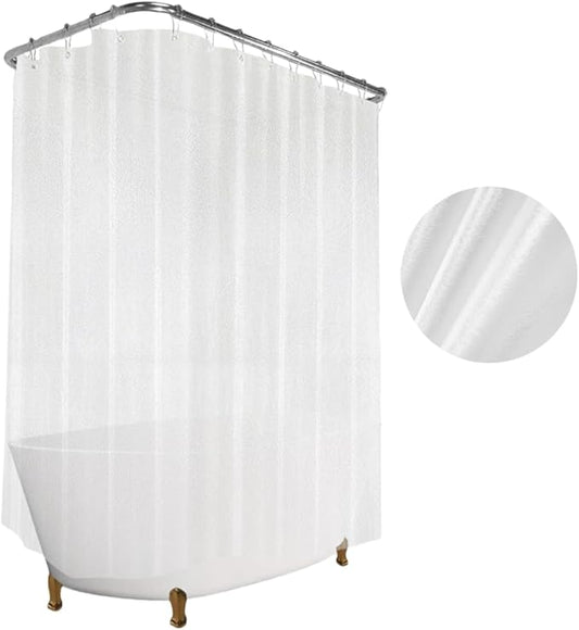 Clawfoot Tub Shower Curtain Heavy Duty 180x70Inch Clear Liner All Warp Around Extra Wide 36 Metal Hooks Bath Curtain for Clawfoot Stand Up Tub Bathroom PEVA Plastic Durable Waterproof Liner,Silk