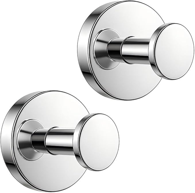 BKV Suction Cup Hooks for Glass Window,Removable Shower Hooks for Inside Shower,Metal Towel Hooks for Bathrooms,2 Pack(Mirror)