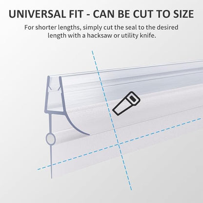 Frameless Shower Door Bottom Seal, 2 Pcs Shower Door Seal Strip for 5/16 Inch Glass Shower Door Sweep, Stop Shower Leaks and Create a Water Barrier 31.5" Long Sweep