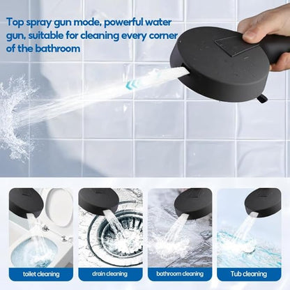 Black Shower Head with Handheld Spray Combo 2 in 1 Rainfall High Pressure with 59" Rotatable Stainless Steel Hose 9 Spray Modes Detachable