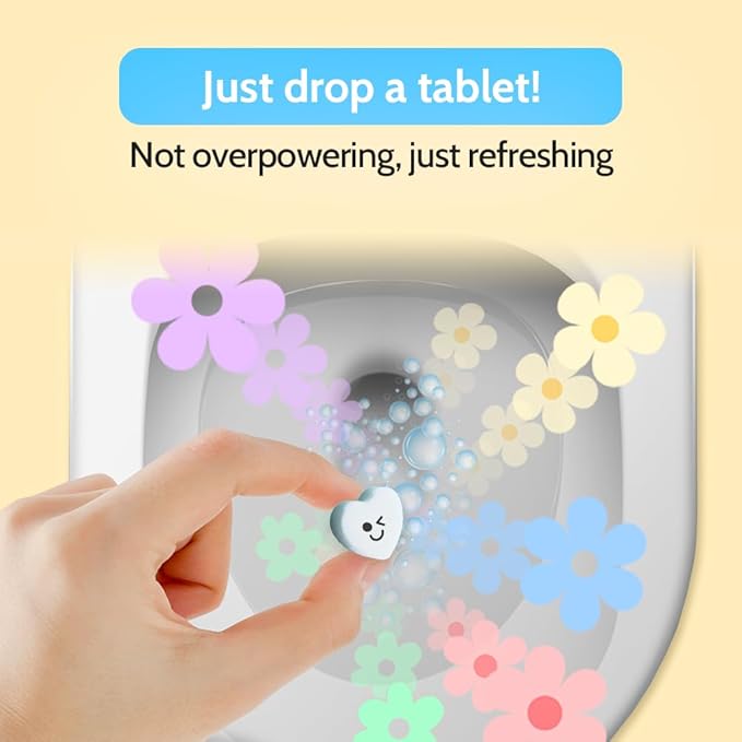 Effervescent Bathroom Air Freshener - Fresh Minty Lemon - Toilet Deodorizer, Bathroom Odor Eliminator, Toilet Freshener, Flushable Air Freshener Toilet Tablets, 60 Count (Pack of 2)