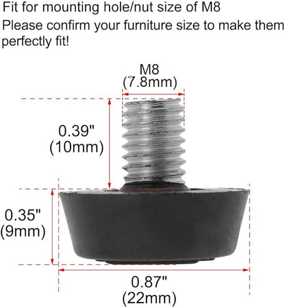 uxcell Metric M8 x 1.25 Furniture Glide Leveling Feet Adjustable Leveler Floor Protector for Table Desk Cabinet Leg 8 Pack