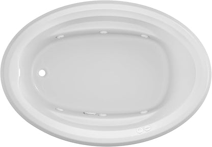 Jacuzzi SIGNATURE Acrylic Drop-In Bathtub, Jet Massage Tub, Slip Resistant, Left Drain Placement, 59" (L) x 41" (W), Oval, White
