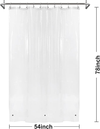 54x78 Inch Stall Shower Curtain/Liner 8G Heavy Duty Clear PEVA, 3 Bottom Magnets, Waterproof, PVC Free, Metal Grommets