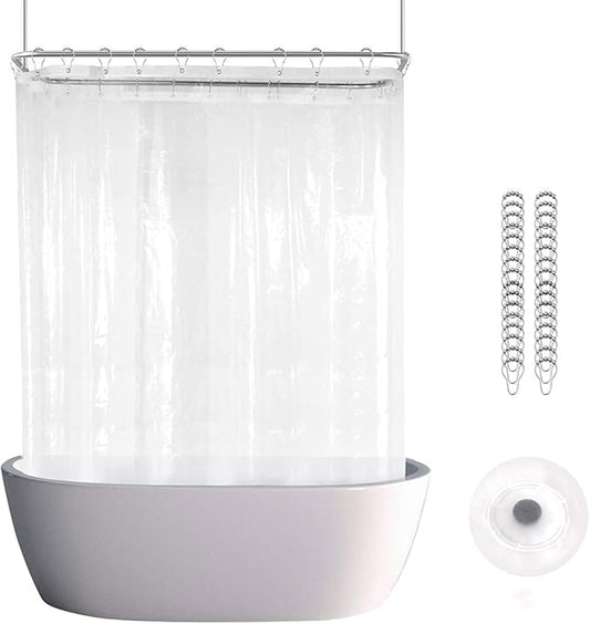 Clawfoot Tub Shower Curtain 180x70 Inch Clear Liner All Warp Around Extra Wide 36 Metal Hooks Heavy Duty Vinyl Bath Curtain for Clawfoot Stand Up Tub Bathroom PEVA Waterproof Magnet