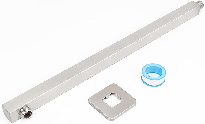 HarJue Shower Arm, Rain Shower Head Extension Extender, With Flange and Teflon Tape, Made of Thicken Stainless Steel for Bathroom Rainfall Shower (20 Inch, Brushed Nickel)