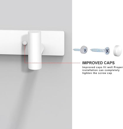 VAEHOLD Hat and Coat Wall Mount Rack - Hooks for Robes, Bags, Keys, and Towels - Bathroom Towel Hanger Organizer (White, “T“ Shape 4 Hooks 2 Pack)