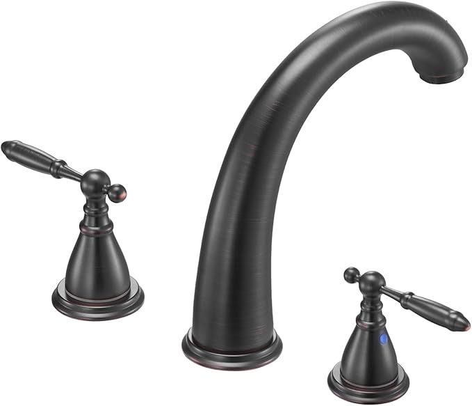 VEVOR Roman Tub Faucet, 3 Hole Waterfall Bathtub Faucet, Gooseneck Bath Tubs Faucets Set with 2 Handles, Roman Tub Faucets Deck Mount for Pet Washing, Adult Bathing, Bronze, Temperature Control