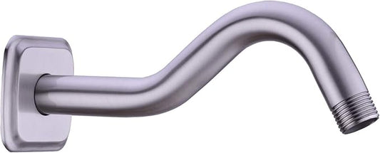 TRUSTMI Angled Shower Arm with Flange, 8-Inches Curved Stainless Steel Extension for Shower Head, 1/2-Inch NPT, Brushed Nickel