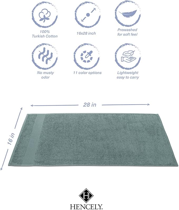 Hencely Luxury Hand Towel - Set of 2 (16x28 Inches) - Soft Turkish Cotton, Absorbent, Quick-Drying Face, Body, Kitchen, and Bathroom Towel (Hand Towels 2 Pack, Dark Green)