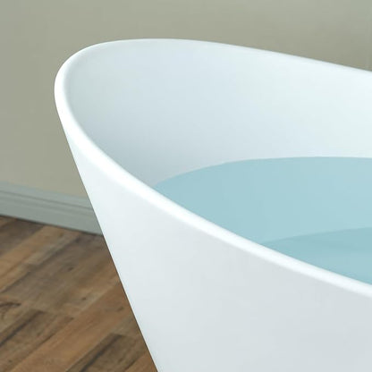 WOODBRIDGE 67 in. x 31.5 in. Stone Resin Luxury Contemporary Solid Surface Freestanding Bathtub in Matte White