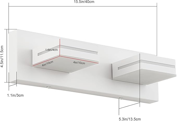 SineRise LED Modern Bathroom Vanity Light Fixtures (2-Light, 15.5-Inch), Matte White Modern Acrylic Bathroom Wall Lighting Fixtures Over Mirror (Cool White 6000K)