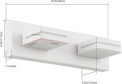 SineRise LED Modern Bathroom Vanity Light Fixtures (2-Light, 15.5-Inch), Matte White Modern Acrylic Bathroom Wall Lighting Fixtures Over Mirror (Cool White 6000K)