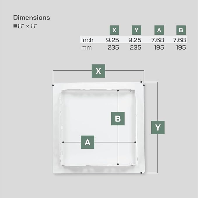 Vent Systems 8'' x 8'' Inch White Metal Access Panel - Easy Access Doors - Access Panel for Drywall, Wall, Electrical and Plumbing Service Door
