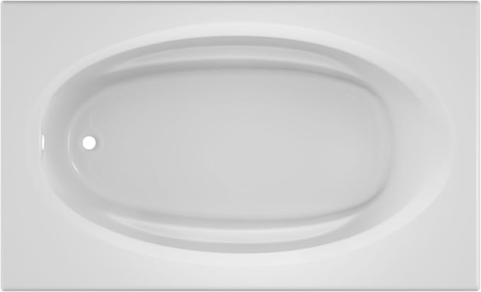 Jacuzzi SIGNATURE Acrylic Drop-In Bathtub, Soaking Sanctuary, Slip Resistant, Universal Drain Placement, 60" (L) x 42" (W), Oval In Rectangle, White