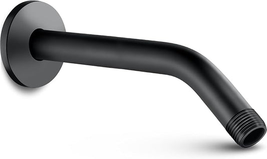 Cobbe Shower Arm with Flange and Teflon Tape, 8-Inches Wall Mounted Shower Pipe Arm Extension for Fixed Shower Head, Matte Black