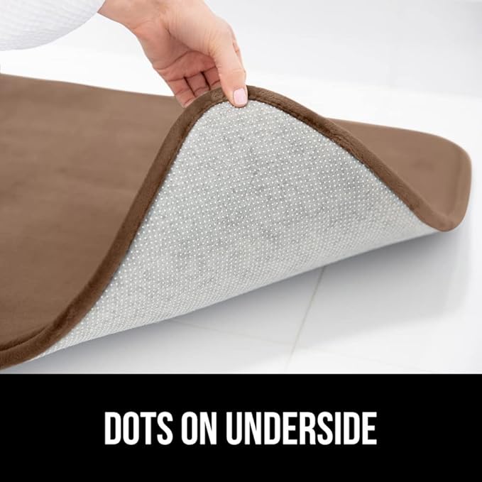 GORILLA GRIP Memory Foam Bath Mat, Soft Absorbent Velvet Bathroom Mats, Durable Dots on Underside, Machine Washable Bathmat, Carpet Rug Room Decor for Shower Tub Floor RV, 42x24 Rugs, Taupe
