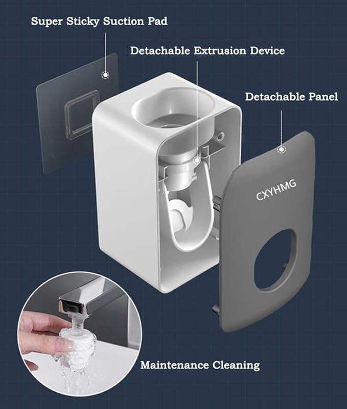 Automatic Toothpaste Dispenser for Kids, 2 PCS Toothpaste Squeezer for Kids & Family Shower Decor, is Wall Mounted Bathroom Accessories Organizer (Dark Black, 2PACK)