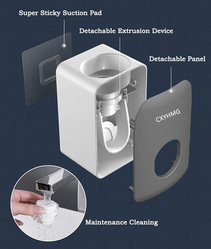 Automatic Toothpaste Dispenser for Kids, 2 PCS Toothpaste Squeezer for Kids & Family Shower Decor, is Wall Mounted Bathroom Accessories Organizer (Grey, 2PACK)
