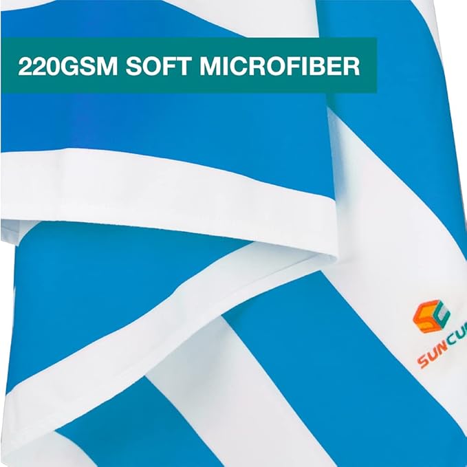 SUN CUBE Microfiber Beach Towel, Quick Dry Sand Free Beach Towel, Lightweight, Compact for Travel Swim Sports Camping, Packable Sand Resistant Towel Adult, Blue 60x30 Inches
