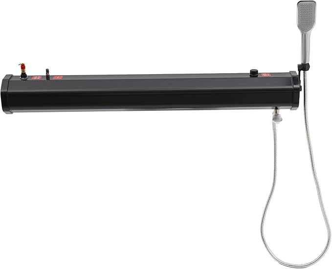 Portable Camping Shower Solar Portable Shower Water Tank for Camping Self-Pressurized Water Tank for SUV Overland Roof Rack 5.58ft Pipe 1.6bar 60℃/140℉ (18L)