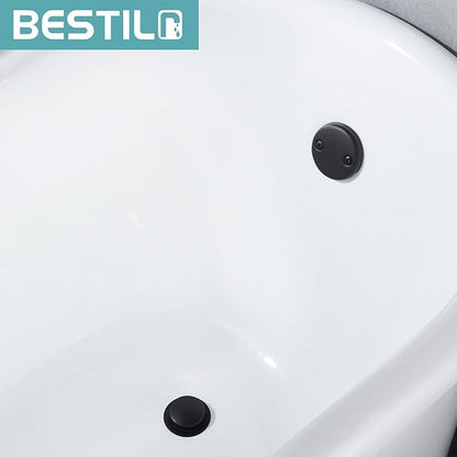 BESTILL Tip-Toe Bathtub Drain Bath Tub Trim Set Conversion Kit, Two Hole Style, Matte Black