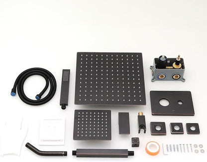 Shower Faucet Set Oil Rubbed Bronze Shower System, Knob Switch Diverter Shower Faucet with High Pressure Handheld Spray, Ceiling Mount 12 Inch Shower Head with 6 Inch Wall Mount Shower Head