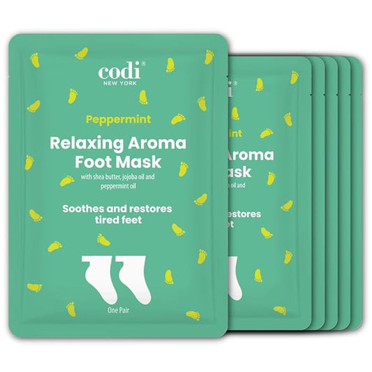 Relaxing Aroma Foot Mask 6 Pairs | Soothes & Restores Tired, Dry Feet | Hydrating Foot Treatment for Cracked Heels & Rough Skin | Home Spa Pedicure Socks | Made In Korea (Peppermint)