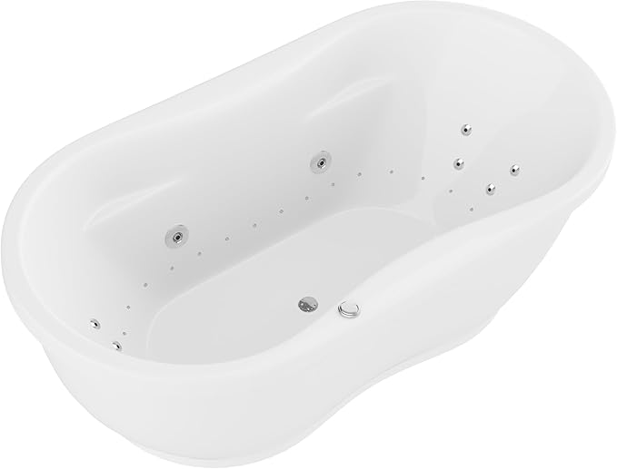 ANZZI Freestanding Tub 36" x 71", Whirlpool and Air Bath Tub in White, Aromatherapy, Whirpool Jetted, 6 ft., Lori Series (FT-AZ102)