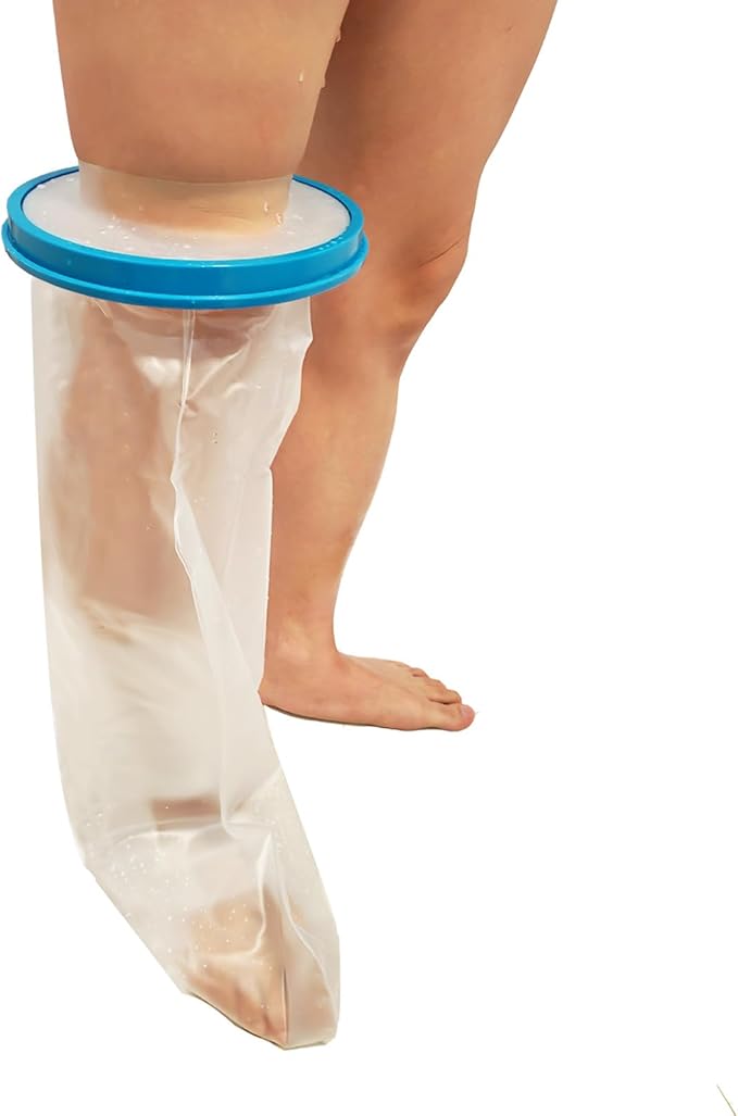 Waterproof Leg Cast Cover for Showering, Reusable Adult Short Leg Cast Protector, Cast Covers for Shower Leg, Cast Bag for Shower, Cast Cover for Showering Foot(Upgraded Waterproof Ring)